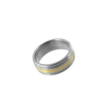 Load image into Gallery viewer, Royal Brushed Titanium and Yellow Gold Band