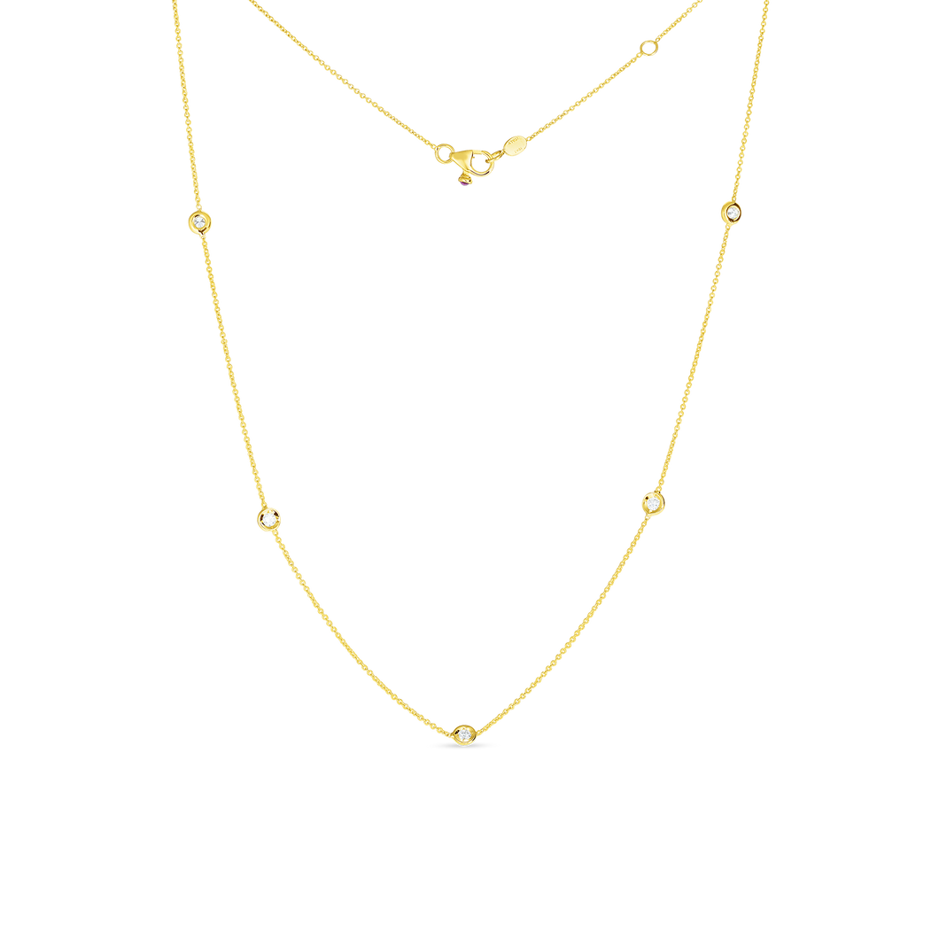 ROBERTO COIN 18K YELLOW  GOLD 5 STATION DIAMOND NECKLACE