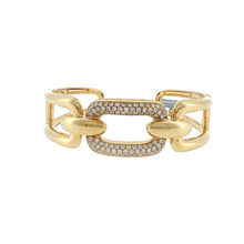 Load image into Gallery viewer, Royal Collection Diamond Pave Yellow Gold Chain Link Cuff Bangle
