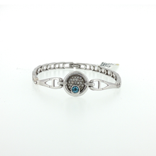 Load image into Gallery viewer, Royal Collection Diamond and Blue Sapphire Pavé Medallion Chain Bracelet in White Gold
