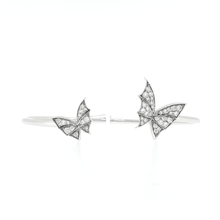 Load image into Gallery viewer, Royal Collection Diamond Butterfly Bypass Open Bangle in 18k White Gold
