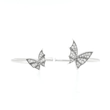 Load image into Gallery viewer, Royal Collection Diamond Butterfly Bypass Open Bangle in 18k White Gold
