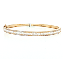 Load image into Gallery viewer, Royal Collection Baguette and Round Brilliant Cut Diamond Triple Row Bangle in Yellow Gold
