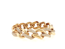 Load image into Gallery viewer, Royal Collection Yellow Gold Diamond Pave Alternating Curb Link Bracelet
