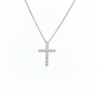 Royal Collection Round Brilliant Diamond Cross Pendant in White Gold