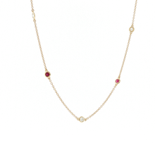 Load image into Gallery viewer, Royal Collection Yellow Gold Ruby and Diamond Bezel-Set Station Necklace
