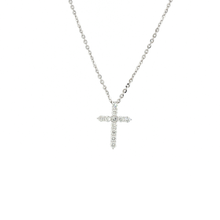 Load image into Gallery viewer, Royal Collection Round Brilliant Diamond Cross Pendant Necklace in White Gold
