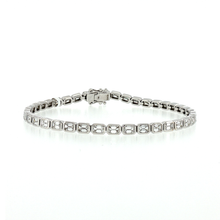 Load image into Gallery viewer, Royal Collection Emerald-Cut Diamond Tennis Bracelet in White Gold
