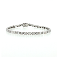 Royal Collection Emerald-Cut Diamond Tennis Bracelet in White Gold