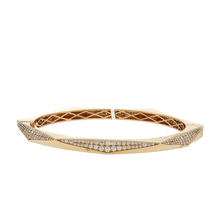 Load image into Gallery viewer, Royal Collection Yellow Gold Honeycomb Diamond Pavé Bangle
