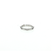 Royal Collection 18K White Gold Geometric Pave Accent Hexagon Band Ring