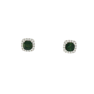 Royal Collection Green Tourmaline Halo Stud Earrings — White Gold