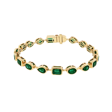 Load image into Gallery viewer, Royal Collection Yellow Gold Multi-Shape Emerald Chain Bracelet
