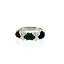 Load image into Gallery viewer, Royal Estate White Gold Emerald Multi-Stone Ring with Criss-Cross Accents

