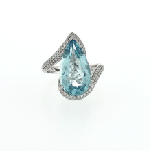 Load image into Gallery viewer, Royal Collection 18K White Gold Aqua Diamond Ring
