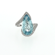 Royal Collection 18K White Gold Aqua Diamond Ring
