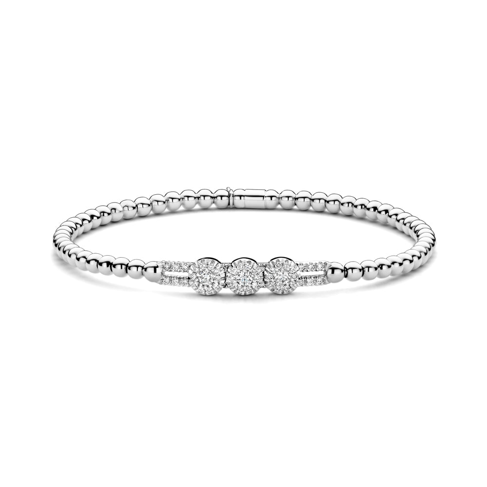 Hulchi Belluni 18K White Gold Triple Slide Diamond Strectch Bracelet