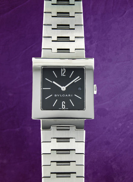 Bvlgari Watch Quartz Dos Rad Stainless Steel Square Used Bvlgari Quadrato sq22ss Stainless Steel Black dial 22mm main image 3