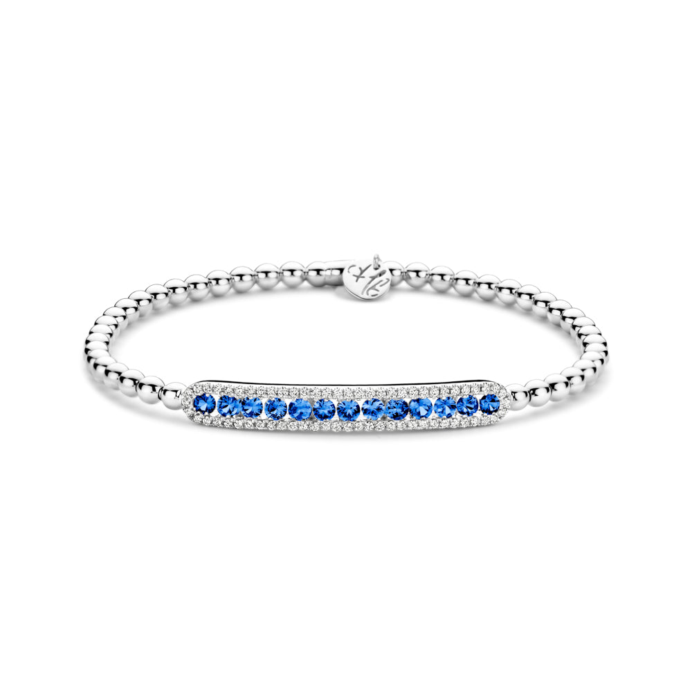 Hulchi Belluni 18K White Gold Blue Sapphire Pave Diamond Bracelet