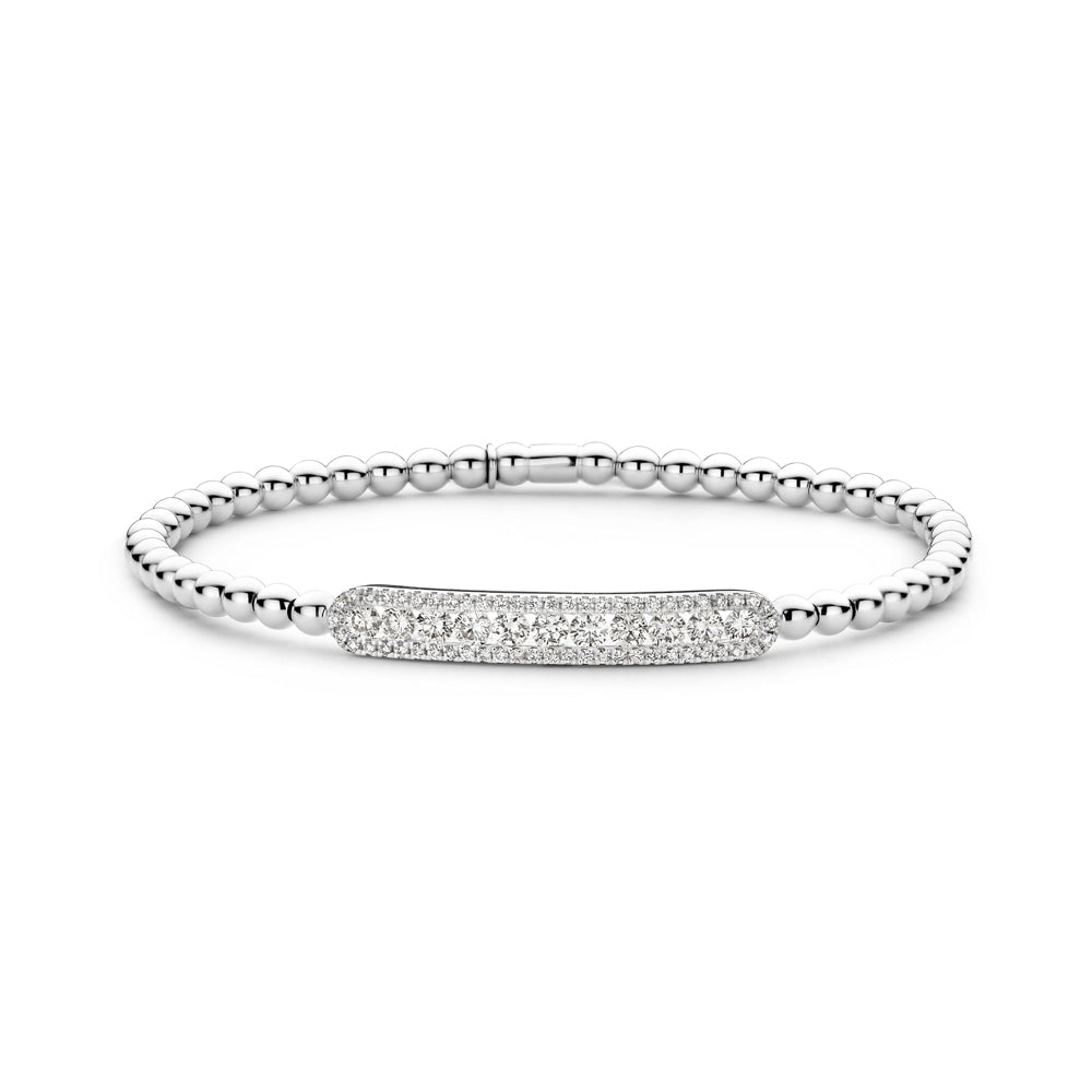 Hulchi Belluni 18K White Gold Halo Diamond Stretch Bracelet