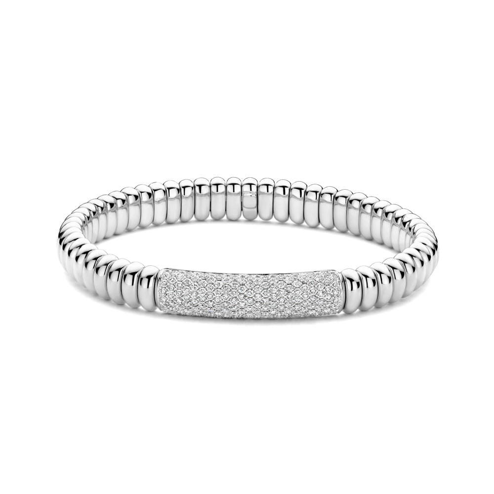 Hulchi Belluni 18K White Gold Pave Diamond Stretch Bracelet