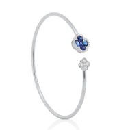 Royal Collection 14K White Gold Sapphire & Diamond Clover Bracelet