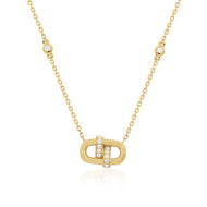 Royal Collection 14K Yellow Gold Pavé Diamond Paperclip Necklace