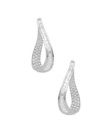 Royal Collection 14K White Gold Diamond Wave Hoop Earrings