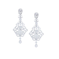 Royal Collection 18K White Gold Diamond Pave Earring