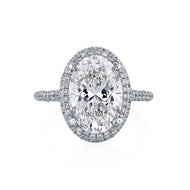 Royal Collection Platinum 5.01 CT Oval Diamond Engagement Ring with 1.02 CT Halo & Tapered Shank