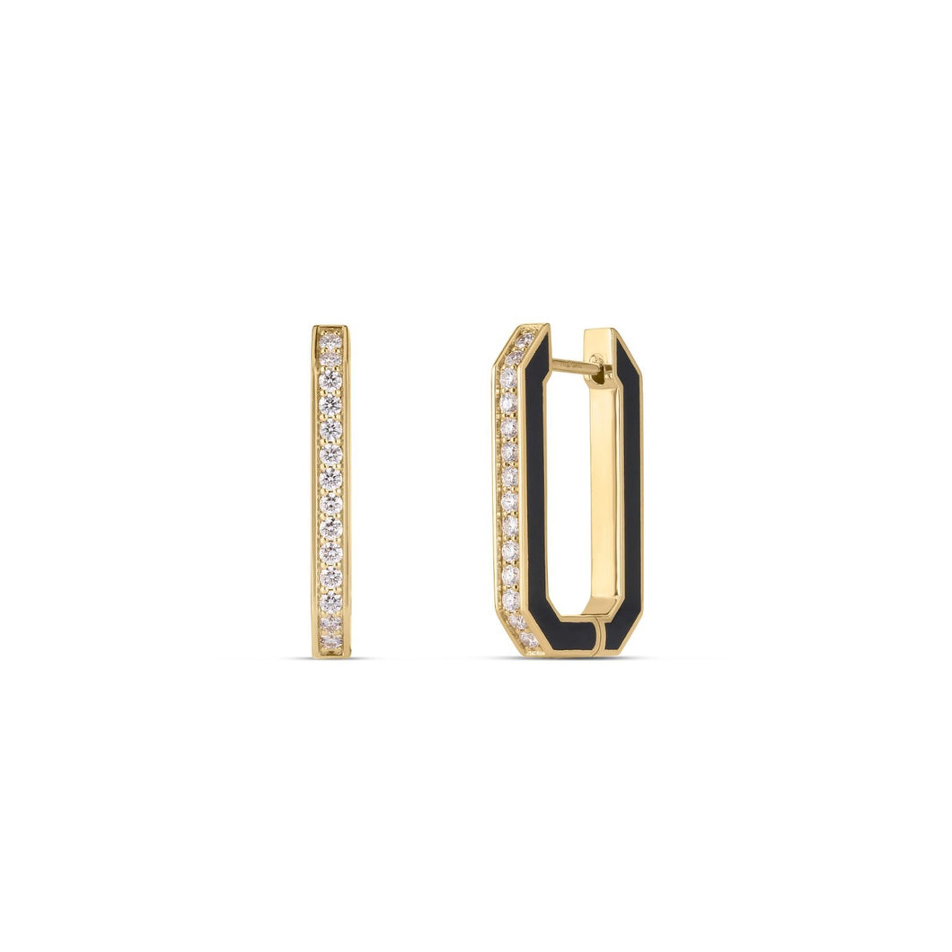 Roberto Coin Diamond Hoop Earrings with Black Ceramic