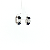 Royal Collection 18K White Gold Sapphire Diamond Huggie Earrings