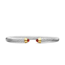 Load image into Gallery viewer, Classic Cable Bracelet in Sterling Silver with 14K Yellow Gold and Garnets, 5mm

