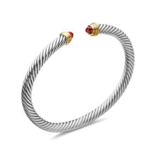 Load image into Gallery viewer, Classic Cable Bracelet in Sterling Silver with 14K Yellow Gold and Garnets, 5mm
