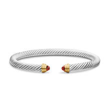 Load image into Gallery viewer, Classic Cable Bracelet in Sterling Silver with 14K Yellow Gold and Garnets, 5mm

