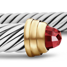 Load image into Gallery viewer, Classic Cable Bracelet in Sterling Silver with 14K Yellow Gold and Garnets, 5mm
