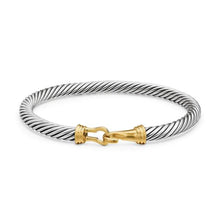 Load image into Gallery viewer, Buckle Classic Cable Bracelet in Sterling Silver with 14K Yellow Gold, 5mm
