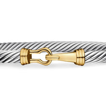 Load image into Gallery viewer, Buckle Classic Cable Bracelet in Sterling Silver with 14K Yellow Gold, 5mm
