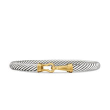 Load image into Gallery viewer, Buckle Classic Cable Bracelet in Sterling Silver with 14K Yellow Gold, 5mm
