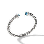 Cable Classics Bracelet in Sterling Silver with Blue Topaz and Pave Diamonds