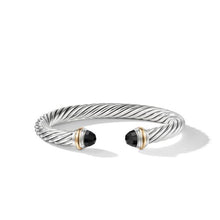 Load image into Gallery viewer, Classic Cable Bracelet in Sterling Silver with 14K Yellow Gold and Black Onyx, 7mm
