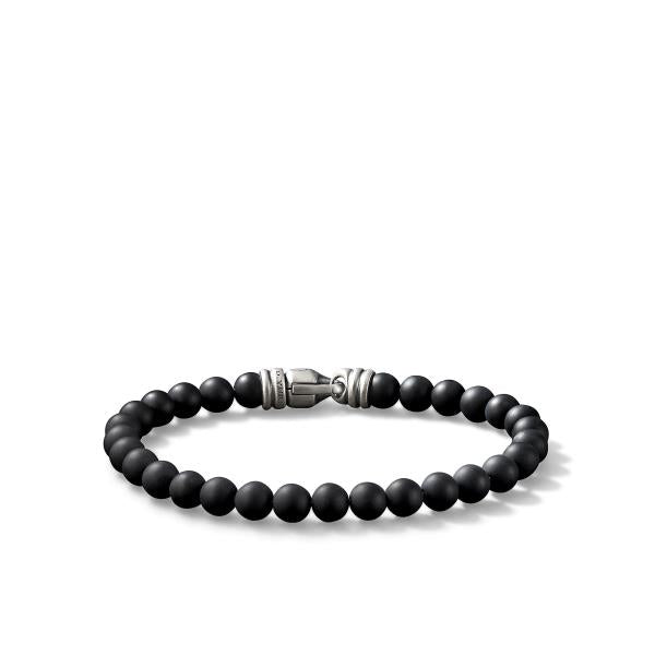 Spiritual Beads Bracelet in Sterling Silver with Black Onyx