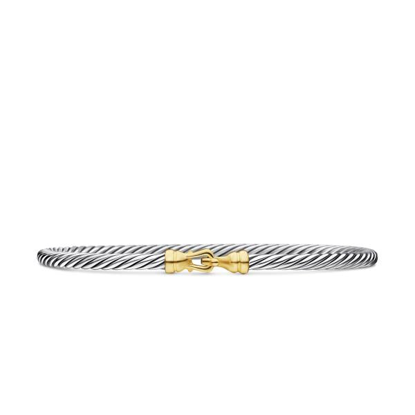 Buckle Classic Cable Bracelet in Sterling Silver with 18K Yellow Gold, 3mm