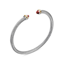 Load image into Gallery viewer, Classic Cable Bracelet in Sterling Silver with 18K Yellow Gold and Garnets, 4mm
