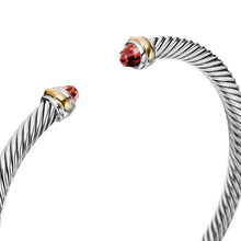 Load image into Gallery viewer, Classic Cable Bracelet in Sterling Silver with 18K Yellow Gold and Garnets, 4mm
