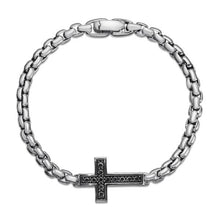 Load image into Gallery viewer, Pave Cross Bracelet in Sterling Silver with Black Diamonds, 5mm
