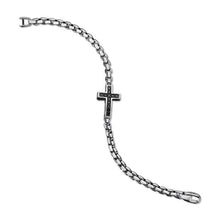 Load image into Gallery viewer, Pave Cross Bracelet in Sterling Silver with Black Diamonds, 5mm
