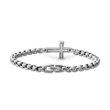 Load image into Gallery viewer, Pave Cross Bracelet in Sterling Silver with Black Diamonds, 5mm
