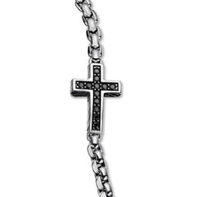 Load image into Gallery viewer, Pave Cross Bracelet in Sterling Silver with Black Diamonds, 5mm
