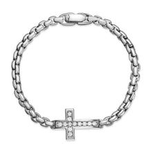 Load image into Gallery viewer, Cross Station Bracelet in Sterling Silver with Diamonds, 5mm
